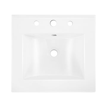 Ancillary 3-Hole 20 in. W x 18.25 in. D Classic Contemporary Rectangular Ceramic Single Sink Basin Vanity Top - JONATHAN Y
